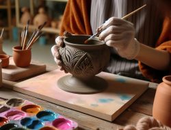 craftsperson-painting-bowl-made-clay-art-studio